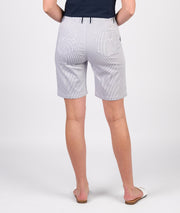 VASSALLI - Ink/White Stripe Slim Leg Above Knee Short with Contrast Trim - 5998