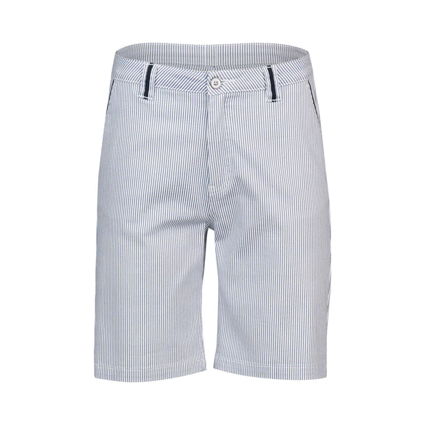 VASSALLI - Ink/White Stripe Slim Leg Above Knee Short with Contrast Trim - 5998