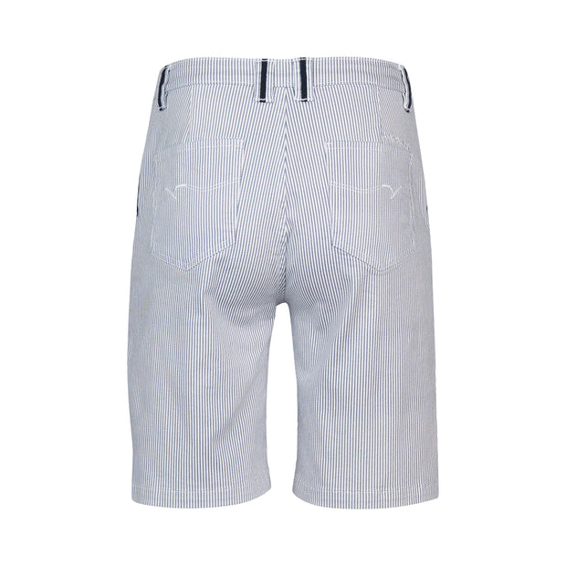 VASSALLI - Ink/White Stripe Slim Leg Above Knee Short with Contrast Trim - 5998