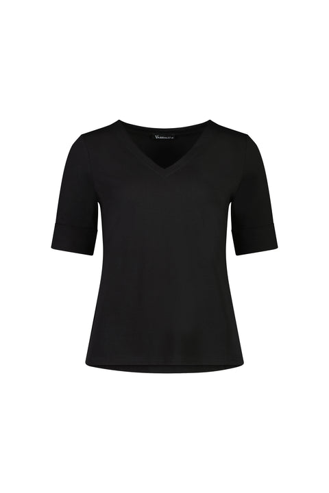 VASSALLI - Black V Neck Top - 4264