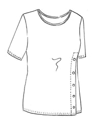 PAULA RYAN - Side Button Scoop Neck Short Sleeve Top - 8259