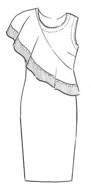PAULA RYAN - Shoulder Flounce Dress - 8352