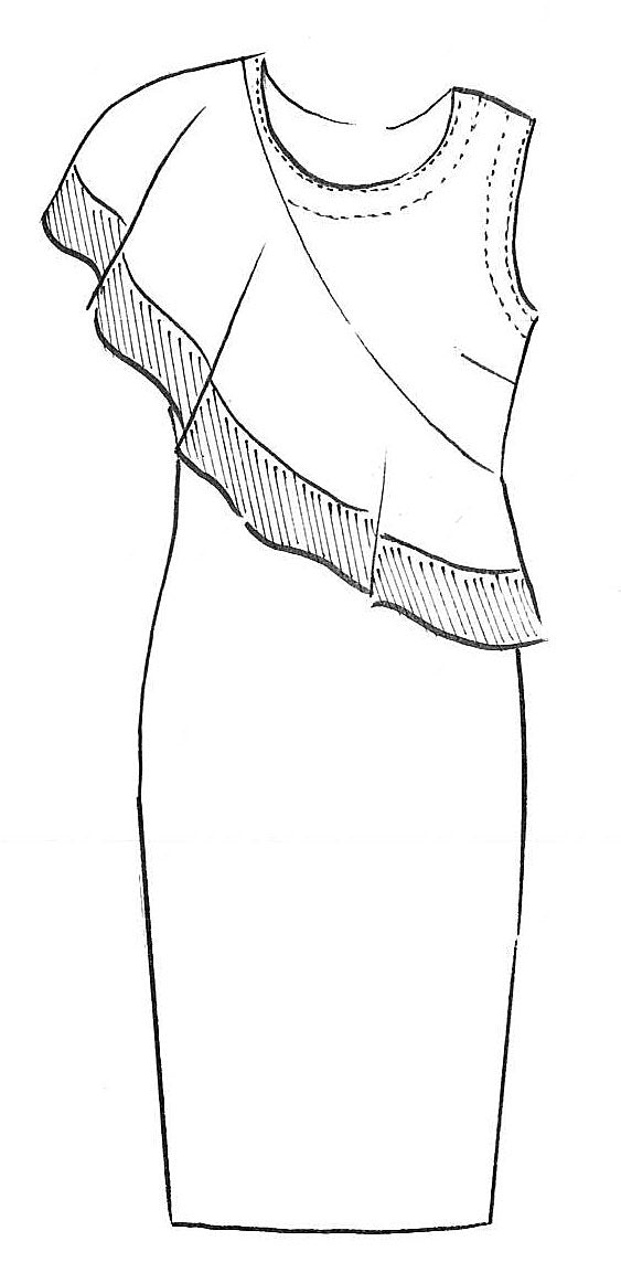 PAULA RYAN - Shoulder Flounce Dress - 8352