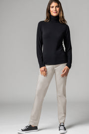 PAULA RYAN ESSENTIALS - Slim Fit Long Sleeve Polo Neck Top - 9494