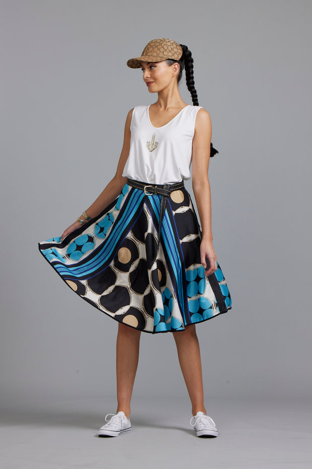 PAULA RYAN - Foulard Print Skirt - 8734